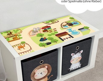 Aufkleber Spielstraße Ikea Kallax 2er, Möbelaufkleber, Spielzeug, Straße, Zoo, Tiere, Geschenk, Kinder, Kratzfest, PVC-Frei