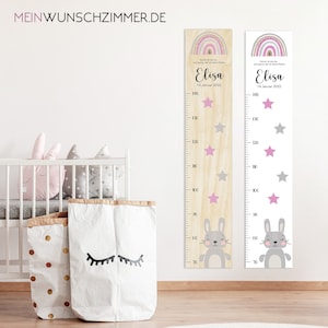 Maatlat konijn kinderen 70-140 cm, maatlat kinderhout, maatlat, baby, doopcadeau, maatlat gepersonaliseerd, kinderkamerdecoratie, geboorte