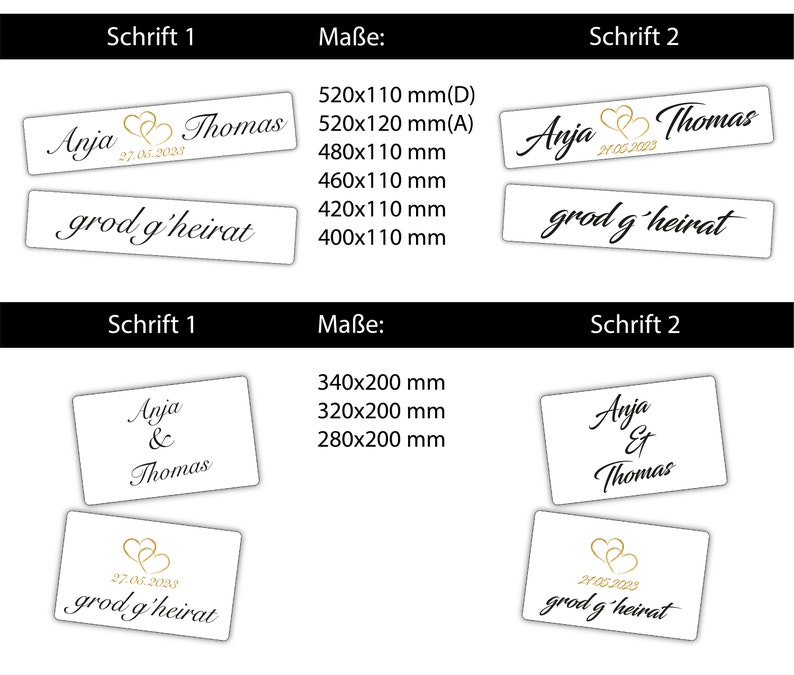 Hochzeit Kennzeichen versch. Größen, Herz in Gold, KFZ Schild, Heirat, Nummernschild, grod gheirat, Autokennzeichen, Wedding, Mr und Mrs Bild 3