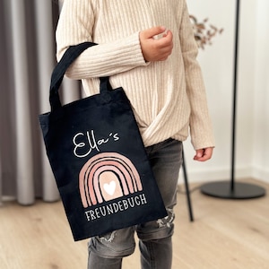 Sac pour enfants avec nom, sac en tissu jardin d'enfants, sac en tissu personnalisé, sac pour enfants, cadeaux pour enfants, livre d'amis arc-en-ciel