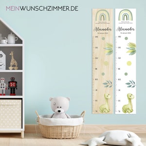 Barra de medição Dino infantil 70-140 cm, barra de medição madeira infantil, barra de medição, bebê, presente de batismo, barra de medição personalizada, decoração de quarto infantil, nascimento
