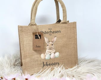 Pasen, paastas, paasmand, jute paastas, gepersonaliseerde paasmand, jute paastas, paascadeau voor kinderen