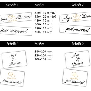 Hochzeit Kennzeichen versch. Größen, Herz in Gold, KFZ Schild, Heirat, Nummernschild, just married, Autokennzeichen, Wedding Bild 3