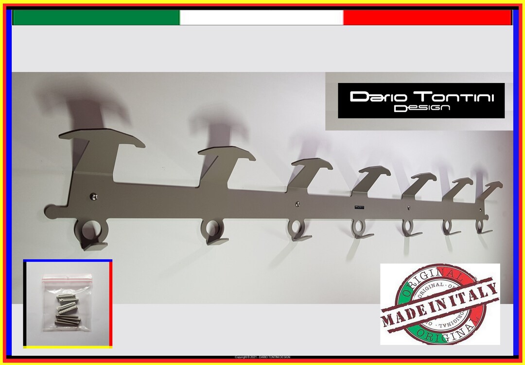 Wall Coat Hanger Industrial Rack Design 7 Hooks Mud Grey/ Wall Coat