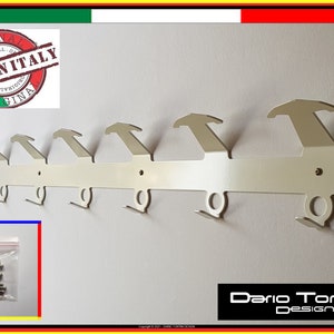 Porte-manteau mural design industriel 7 crochets blanc/ Porte-manteau mural 7 crochets design moderne blanc