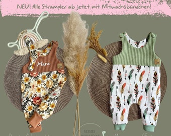 Strampler in verschiedenen Farben/Mustern mit Name möglich Gr. 38-92 Baby Newborn Frühchchen Tiere Strick Jersey Romper Hose Geschenk Geburt