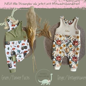 Rompers in different colors/patterns with name possible. 38-92 Baby Newborn Preemie Animals Rib Jersey Romper Pants Gift Birth