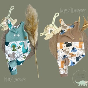 Rompers in different colors/patterns with name possible. 38-92 Baby Newborn Preemie Animals Waffle Jersey Romper Pants Gift Birth image 4