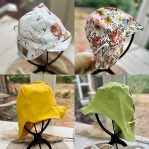 Sun hat muslin different colors with cord baby toddler child sun protection with neck protection summer hat girl boy hat summer