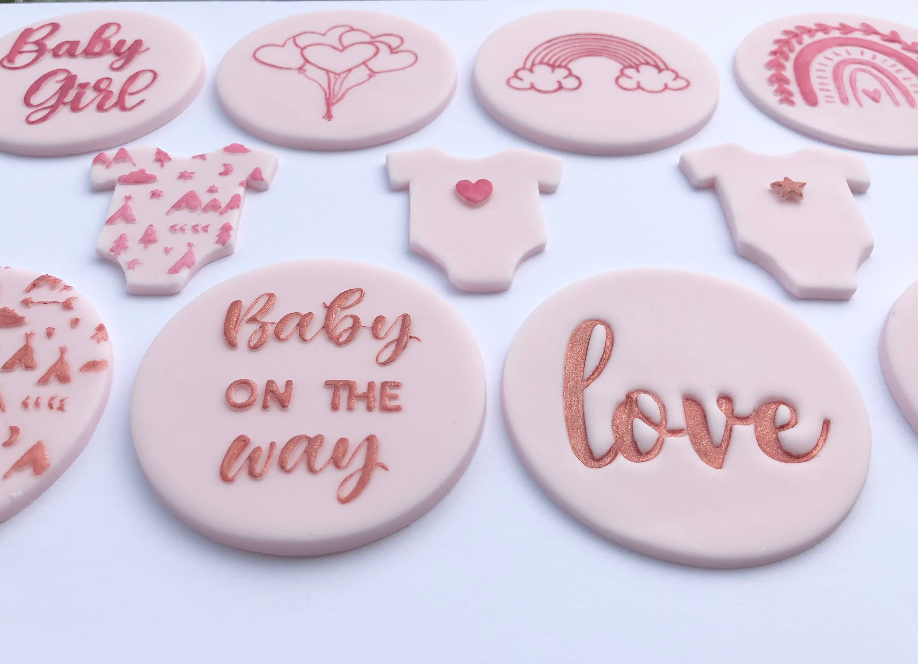 Baby Shower Edible Cupcake Toppers, Fondant, Sugarpaste, Cookie Toppers