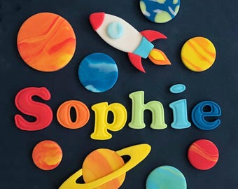 Solar System Cake Toppers: Edible Planets, Rainbow Space Theme