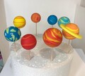 Solar system planets Edible Cake Toppers for birthday, bright colours, marbled - Handmade, space themed - optional personalisation