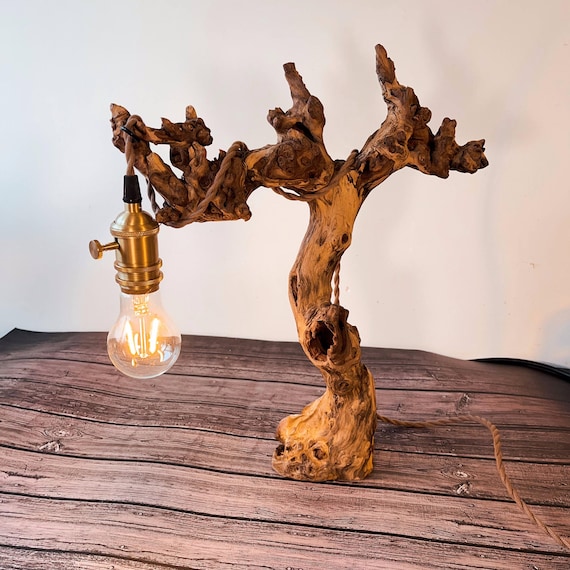 Handmade Driftwood Lamp Lights, Wooden Night Lamp, Rustic Lighting
