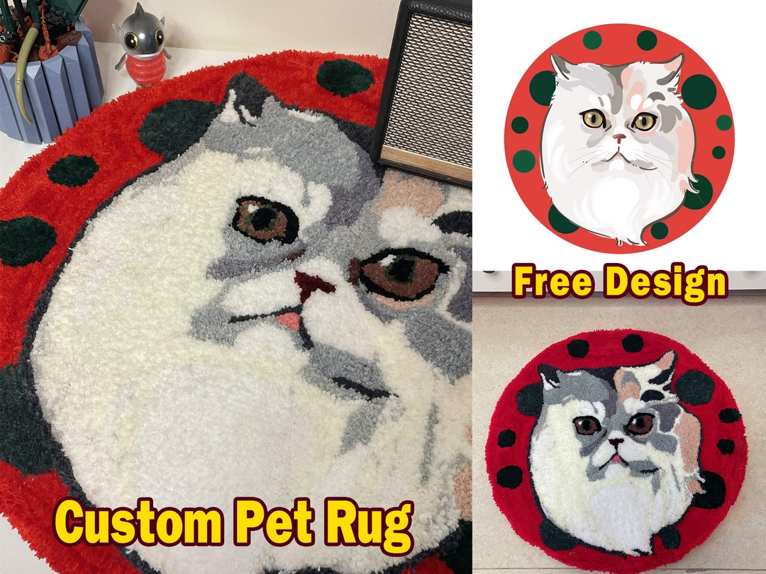 Custom Pet Rug Cat/dog Bath Mat Hand Tufted Bath Rugs With Pet Photo Gift Tufting Bathroom Rug