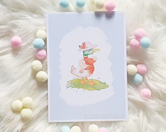 Spring Print, Duck Art Print | Duck Print | Cute Illustration | Animal Print | Wall Art | Illustration by Dorrie J.