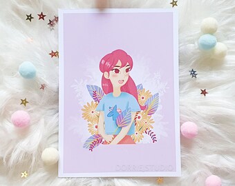 Kawaii Girl Print | Art Print | Digital Illustration | Wall Print | Wall Art | Artwork | Illustration by Dorrie J.