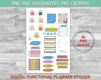 Functional Digital Planner Stickers | Pre-cropped | Goodnotes Stickers DS02