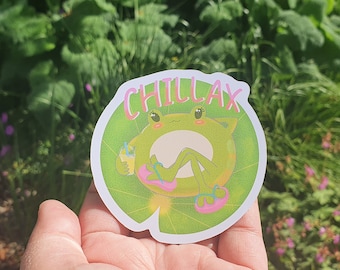 Cute Frog Stickers | Chill Froggy Sticker Flakes |  Kawaii Vinyl Sticker | Cute Waterproof Sticker | Laptop, Decoration, Scrapbook