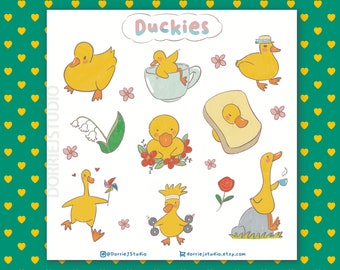 Cute Duckies Sticker Sheet | Ducky | Duck | Spring | Matte Stickers | Sticker Sheet