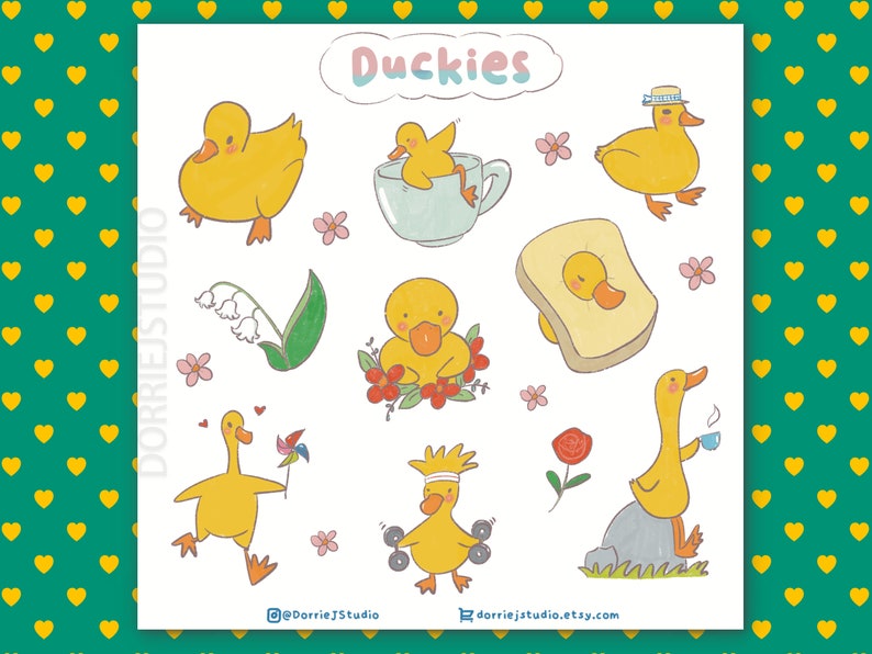 Cute Duckies Sticker Sheet Ducky Duck Spring Matte Stickers Sticker Sheet image 1