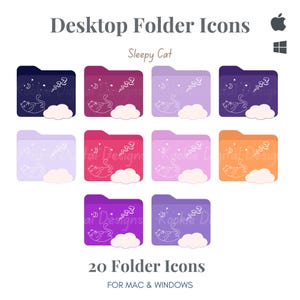 Folder Icons, Icons for Desktop, Desktop Organizer, Cute Desktop Icons, Windows Icon, Mac Icons, Cat Lovers,