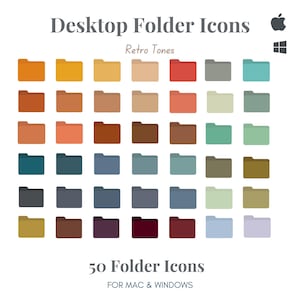 50 Icons, Icons for folders, desktop icons, mac folder, mac icons, icons for windows 11, icons pack icon bundle, folder icon png