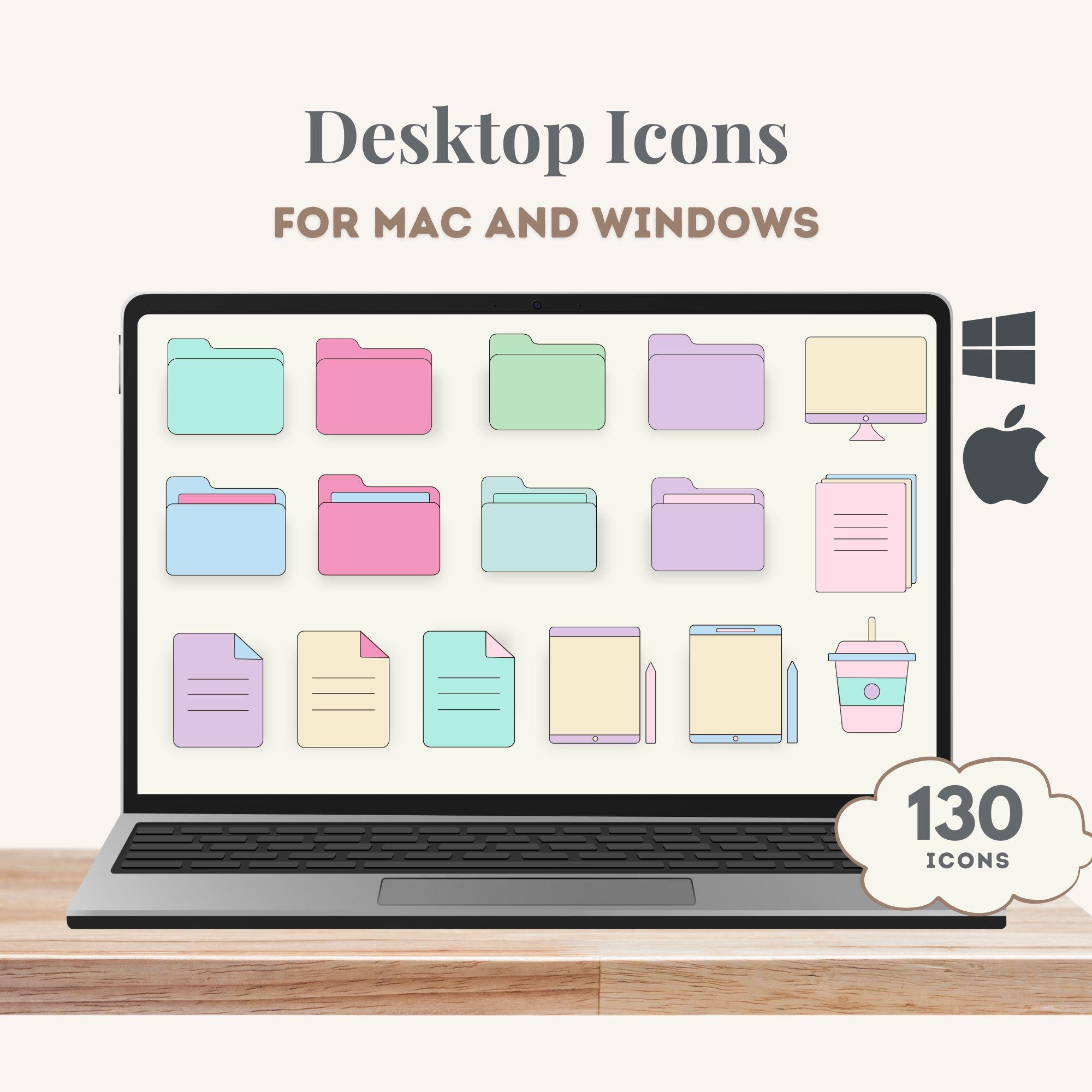 130 Colorful Desktop Icons, Mac and Windows (digital Download) - Etsy