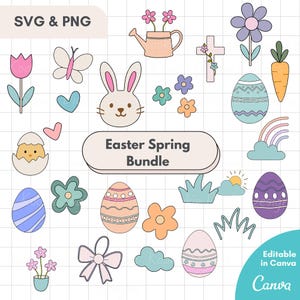 Spring Clipart, Spring Svg, Spring Elements, Spring bundle, Spring Cricut, Bunny svg, Flower svg, Easter Elements, Easter SVG, Easter PNG