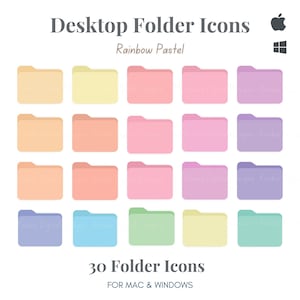 30 Icons for Folders, Icons for Desktop, Mac Folder, Folder Icons for Windows, Icons Pack, Desktop Icons Pack, Mac Icons, Mac Icons Pastel