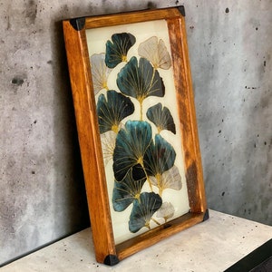 Handmade Painted Massive Wood Serving Tray with handles | Unique  Gift for Mother| Wooden Decor | Birthday gift for women