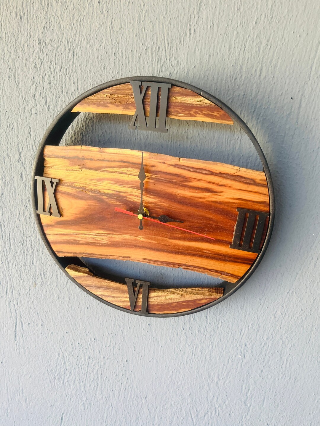 Metal & Wood Wall Clock With Unique Rustic Design A Great Etsy