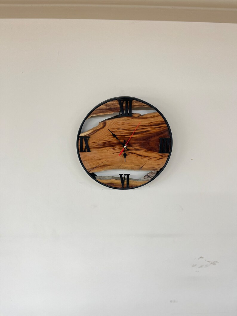 Metal & Wood Wall Clock With Unique Rustic Design A Great Etsy