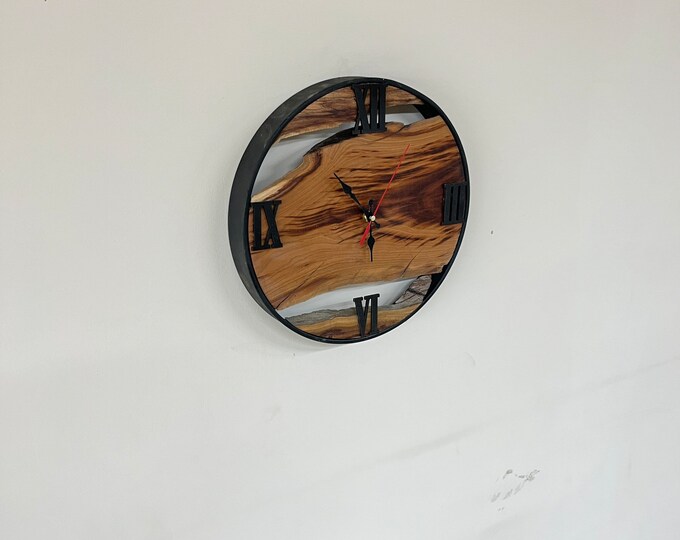 Metal & Wood Wall Clock With Unique Rustic Design A Great Gift for Any