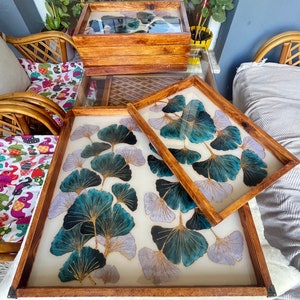 Large Square Handcrafted Wooden Ottoman Tray, mothers day gift, Extra Large Wood Tray, Wooden Painted Tray