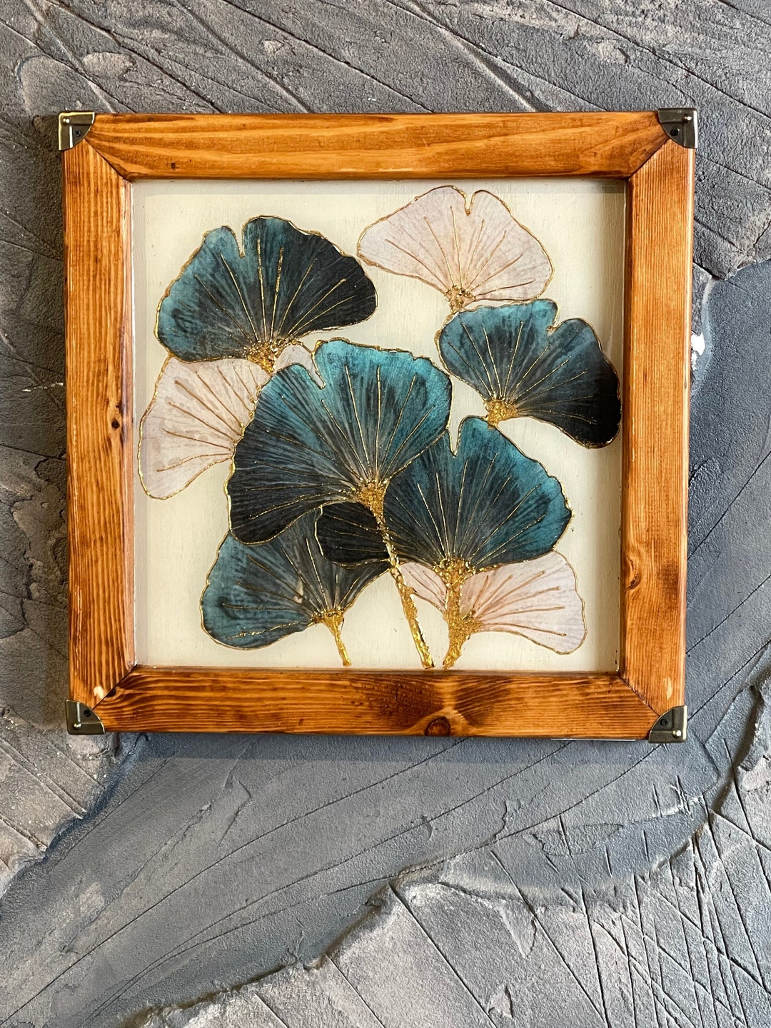 Elegant Wooden Wall Painting, Ginkgo Biloba Leaf Wall Art, Unique Decor