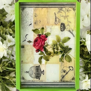Handmade Painted Massive Wood  Serving Tray with handles | Valentines day gift | Wooden Decor | Birthday Gift For Her
