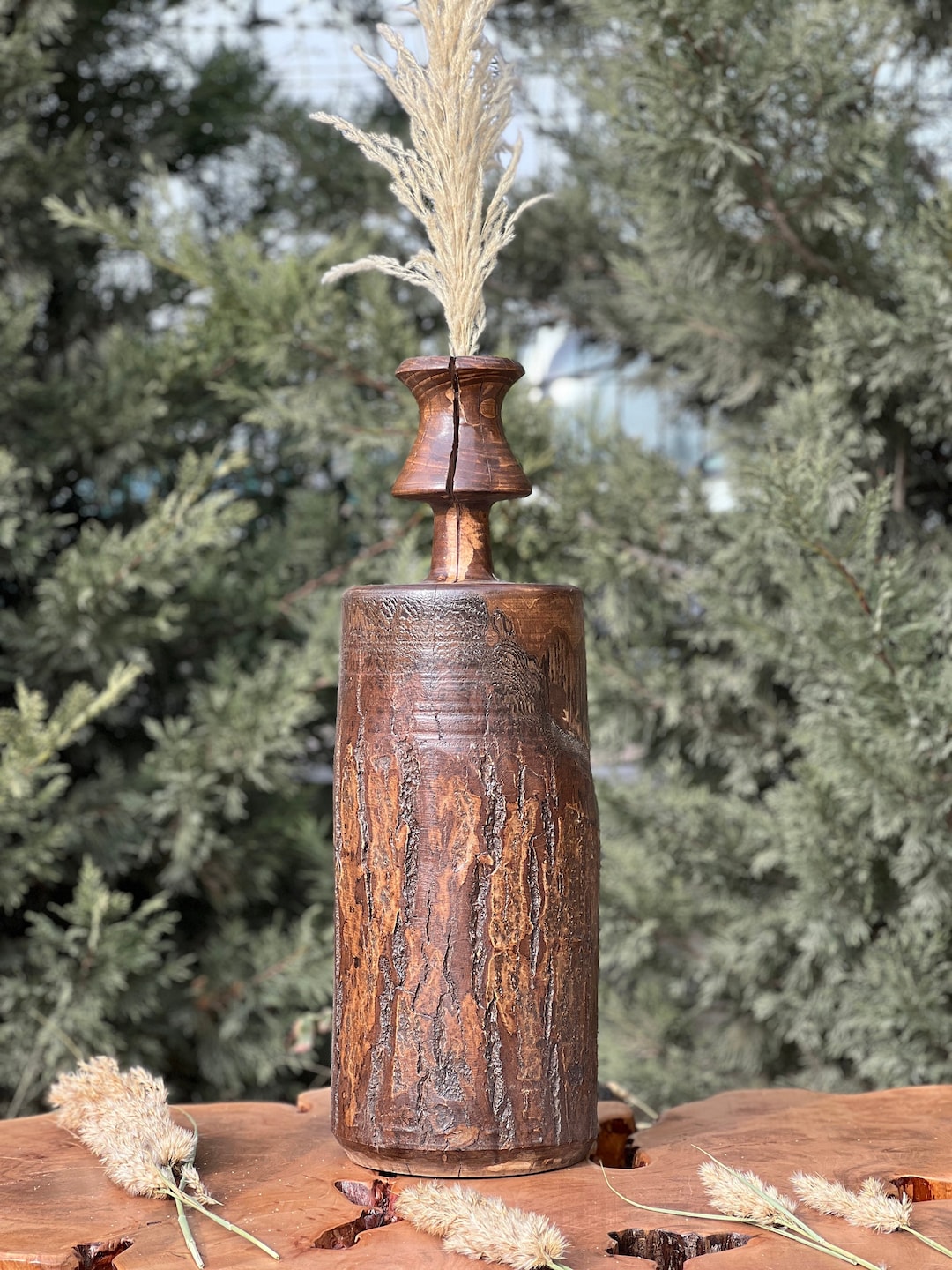 Wooden Floor Vase, Walnut Wooden Corner Vase, New Home Gift, Handmade