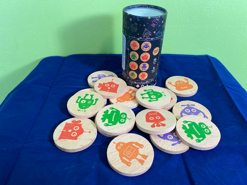 Wooden Matching Memory Game Flip and Match Matching Picture Etsy