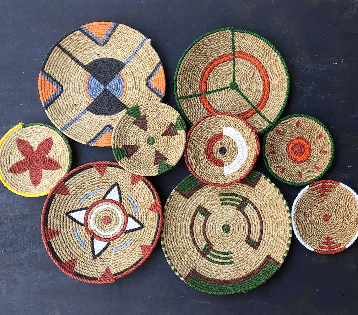 Set of 9 African Wall Basket, Wall Basket, Wall Plate, African Baskets, African Wall Decors