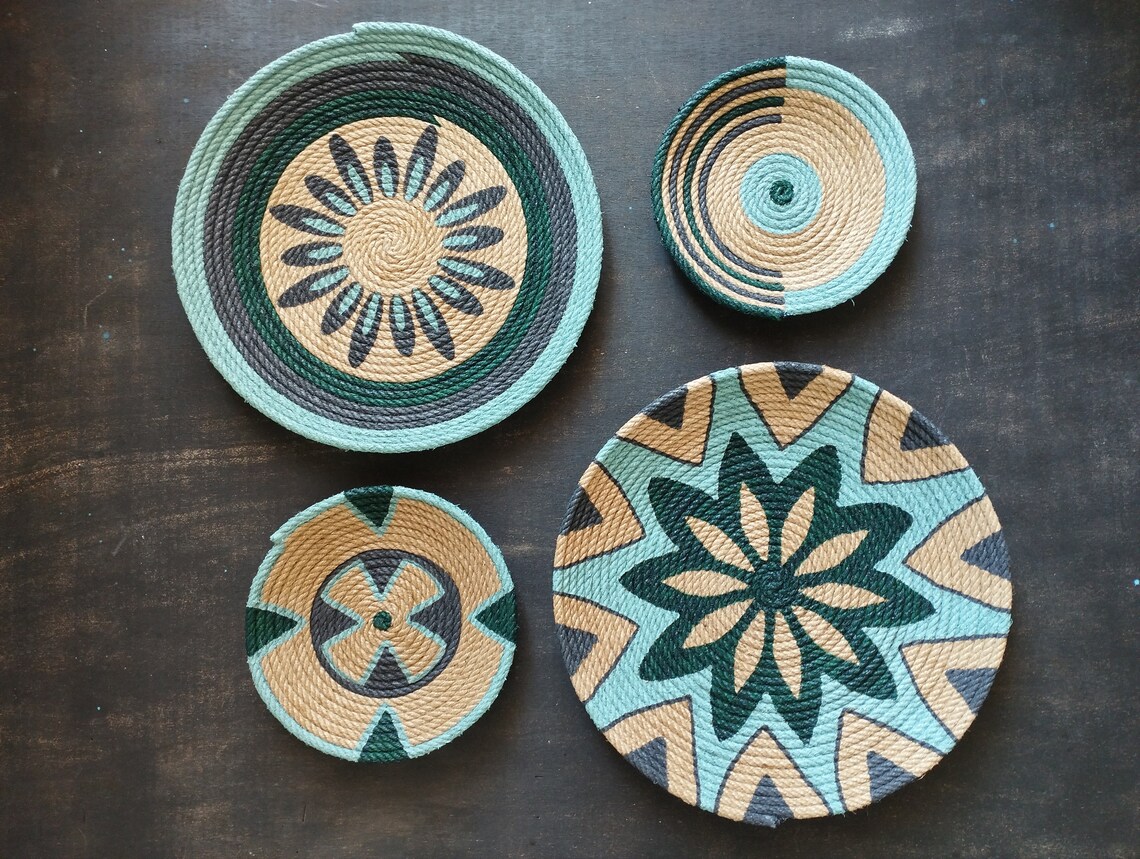 African Wall Basket, Set of 4 Wall Basket, Wall Plate, African Wall