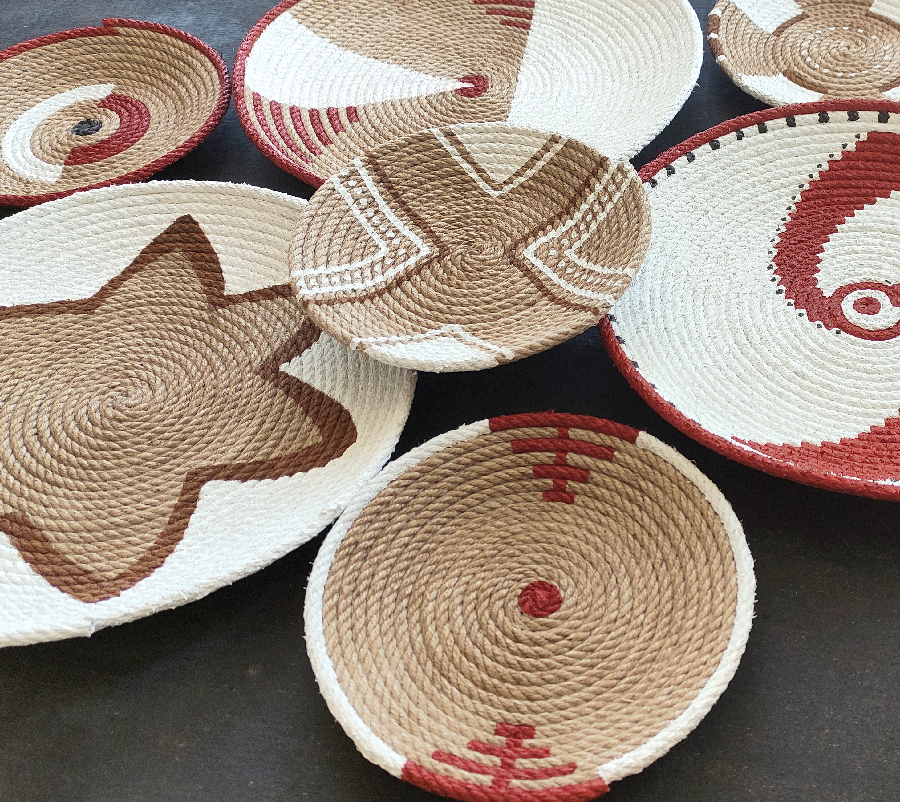 African Wall Basket, Set of 7 Wall Basket, Wall Plate, Wall Art, Wall Basket, Wicker Wall Tray