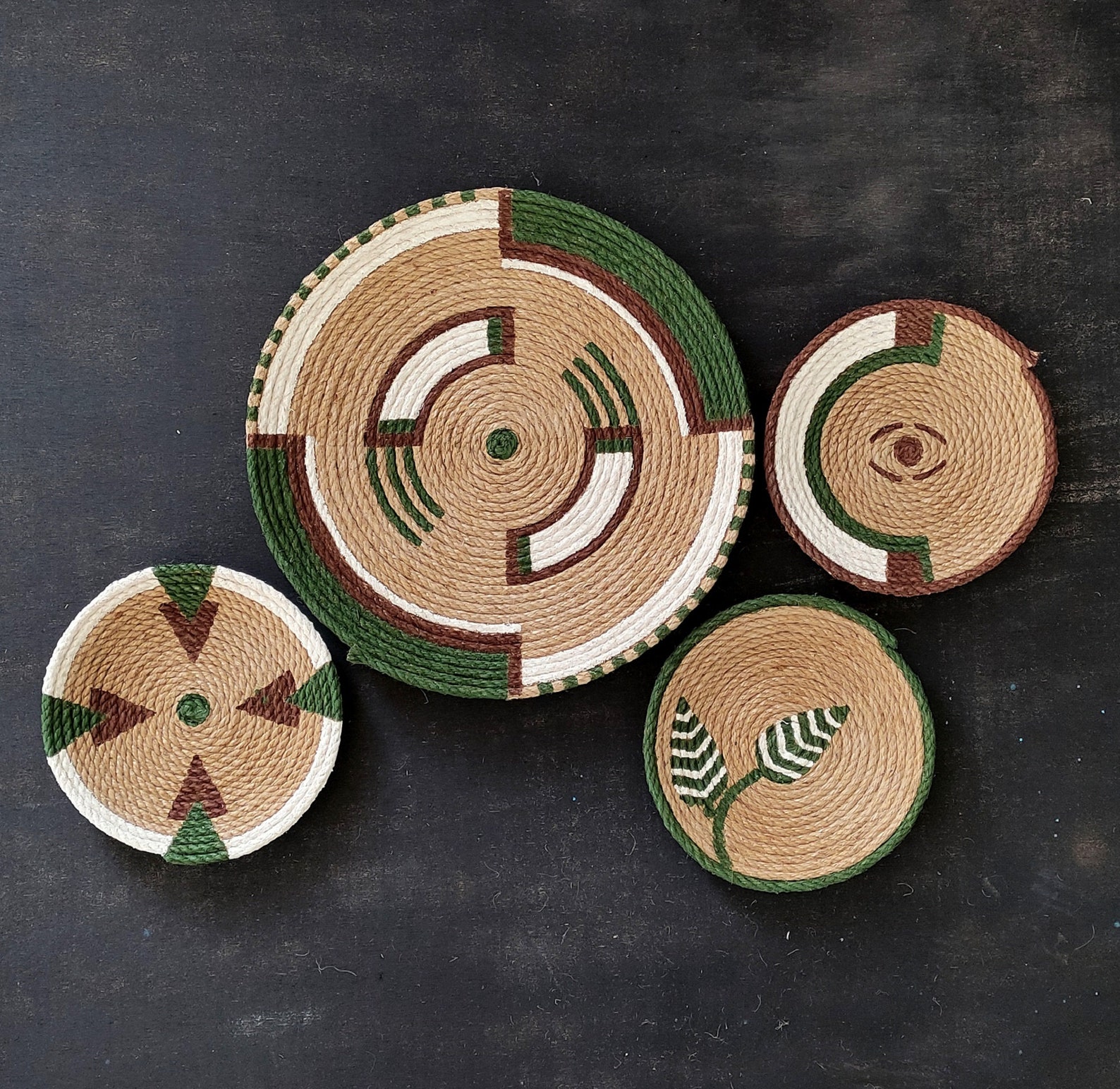 Set of 4 Wall Basket, African Wall Plate, Woven Wall Plates