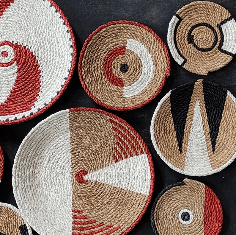 African Baskets, Set of 10 African Wall Basket, Wall Plates, African Wall Decor, Boho Wall Plate