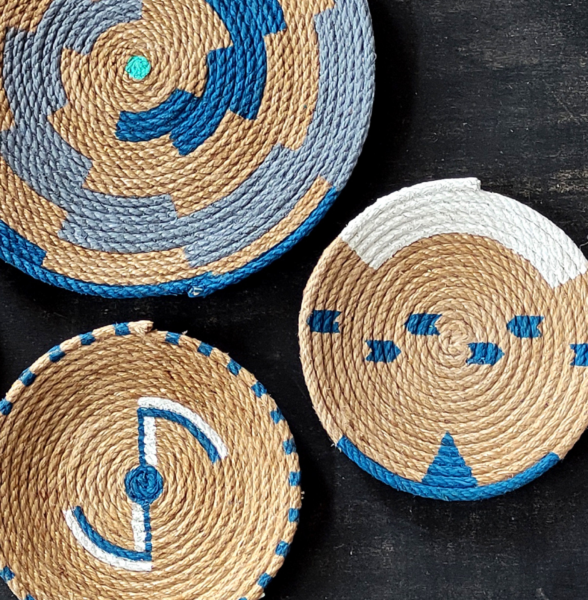 Set of 4 African Wall Basket, Wall Basket, Wall Art, Wall Plates, Wall