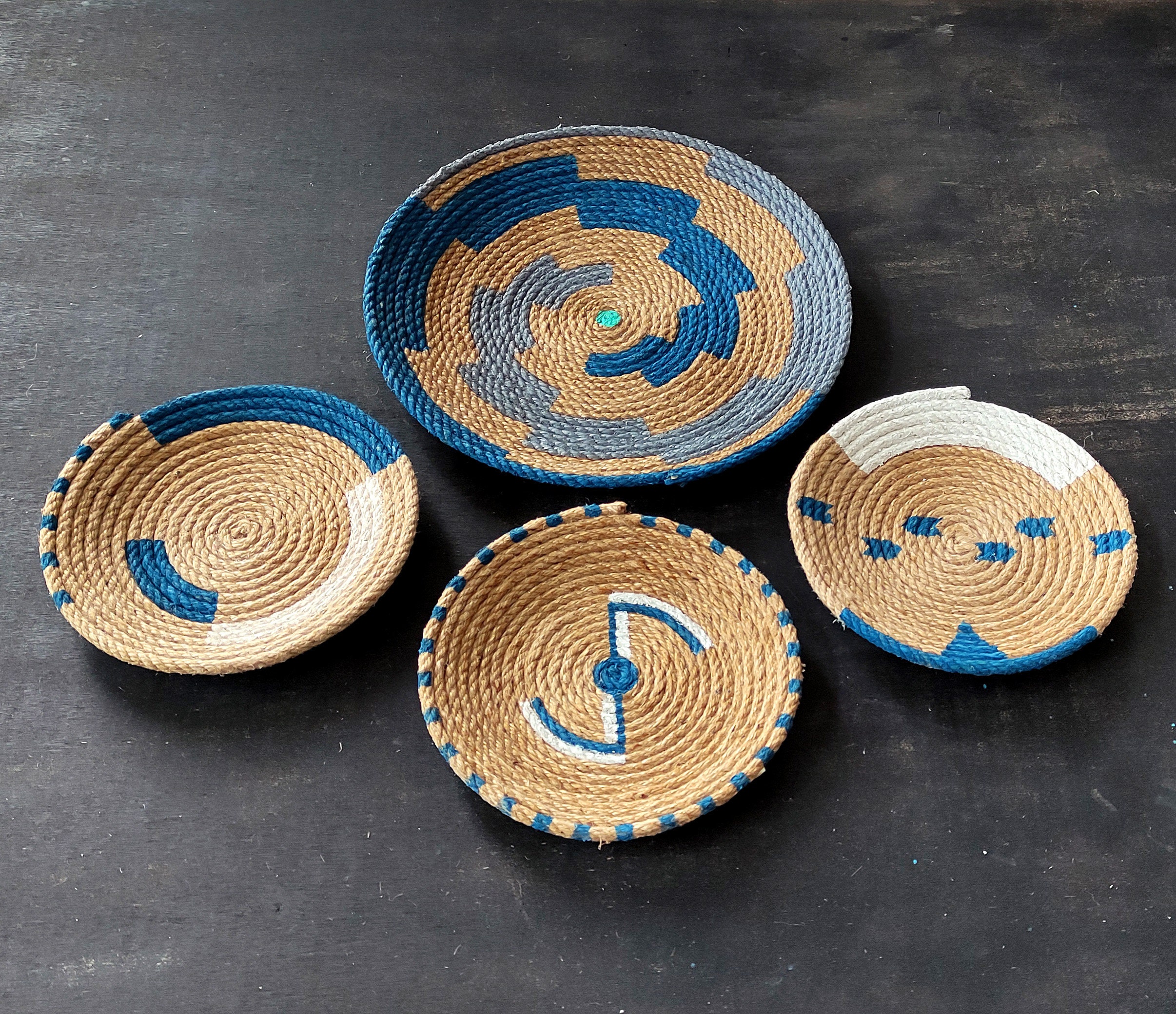 Set of 4 African Wall Basket, Wall Basket, Wall Art, Wall Plates, Wall
