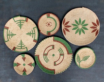 Jute Wall Basket Set: Hand-Painted African Boho Decor