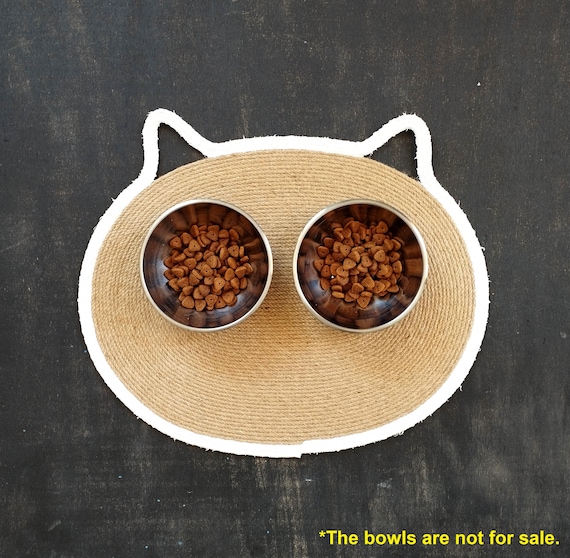 Handmade Jute Cat Bowl Mat: Natural Fiber Placemat