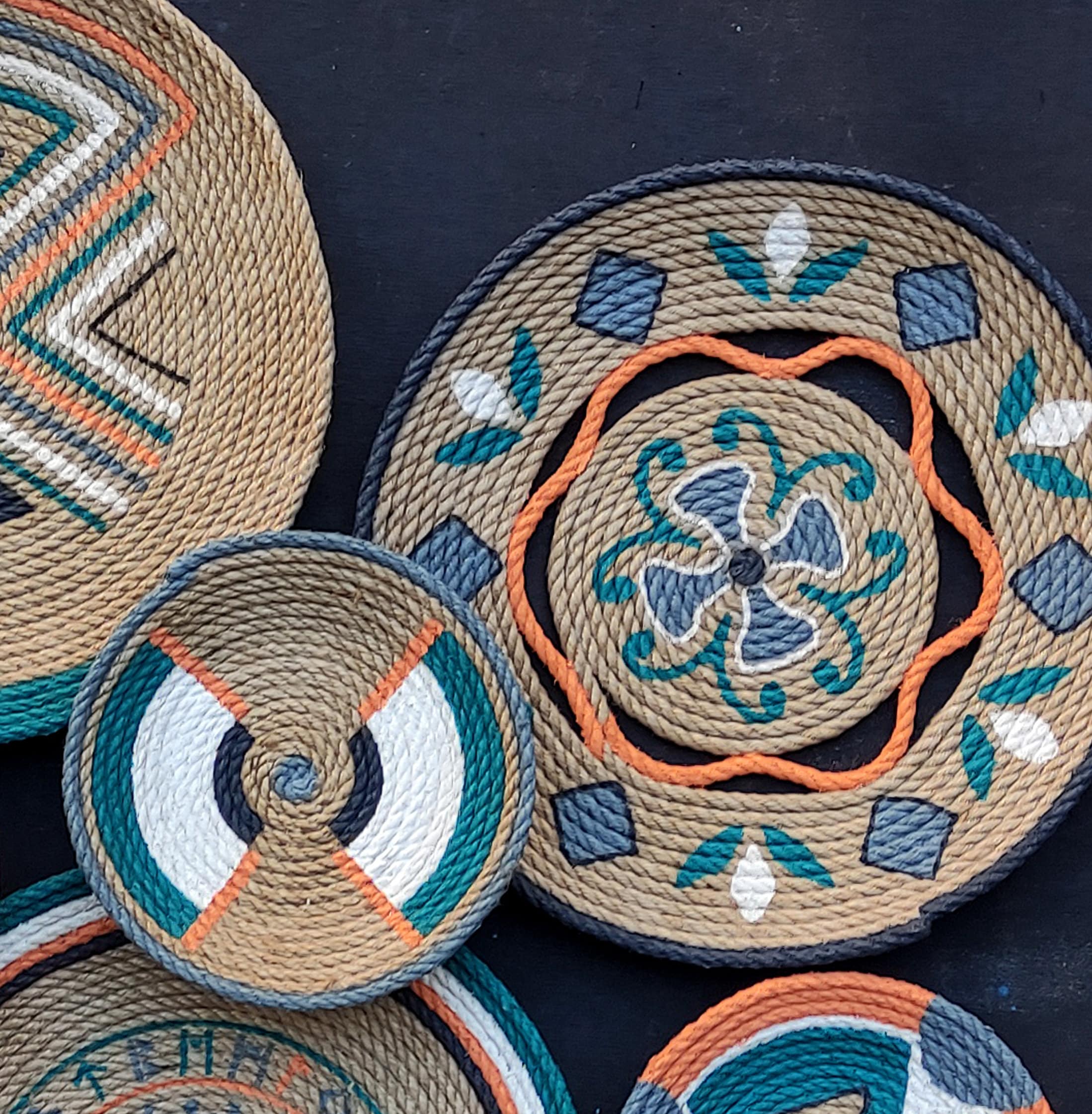 Set of 8 African Wall Basket, Wall Basket, Jute Wall Basket, African