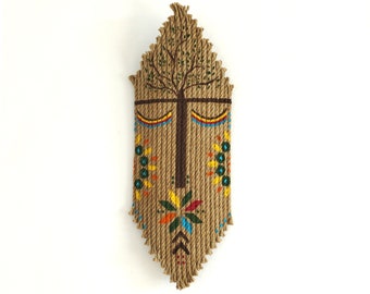 Handmade Jute Wall Mask: African Ethnic Decor