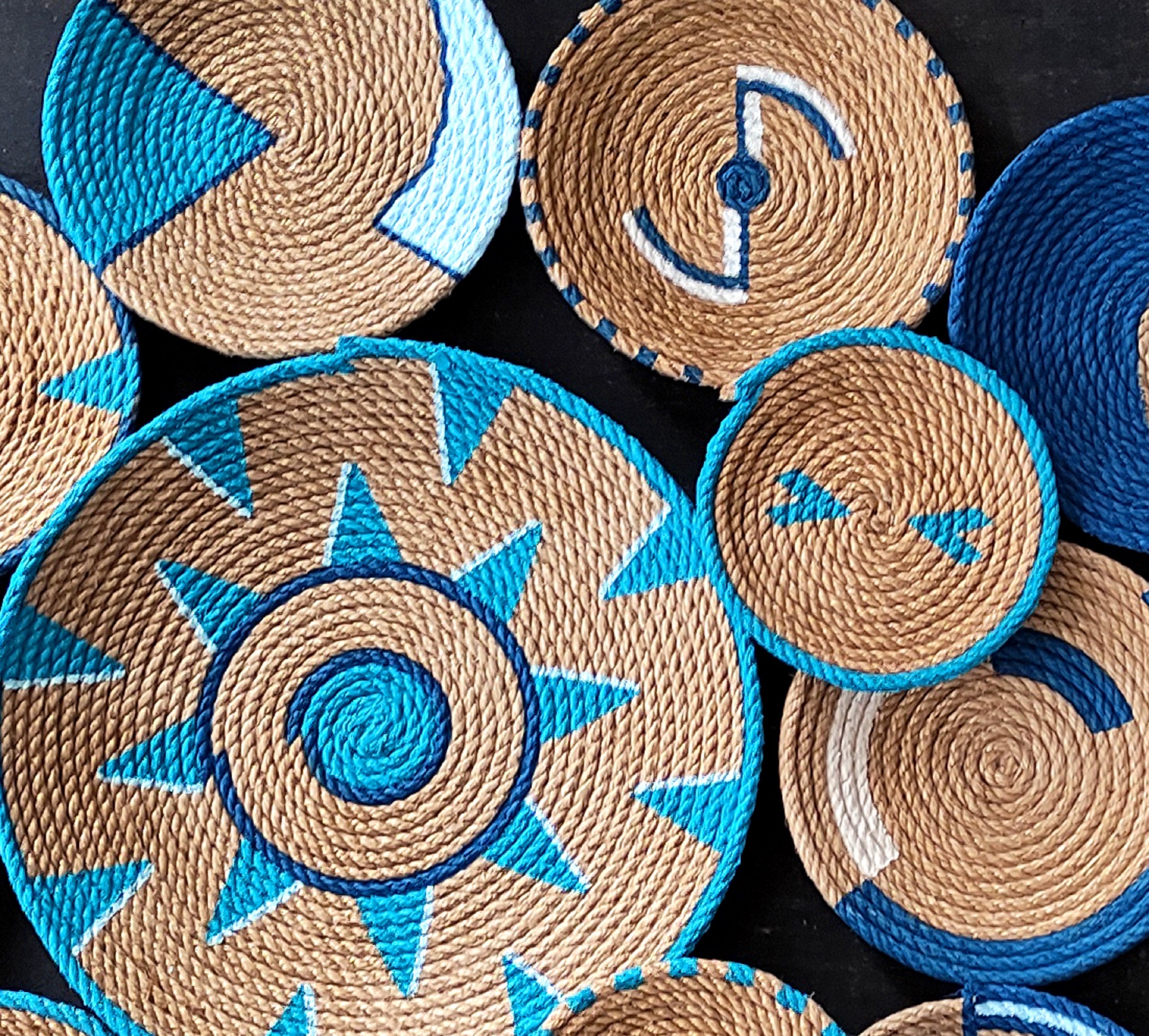 Set of 12 African Wall Basket, Wall Basket, Wicker Wall Basket, Boho